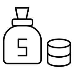 Money Bag Icon Simple thin outline
