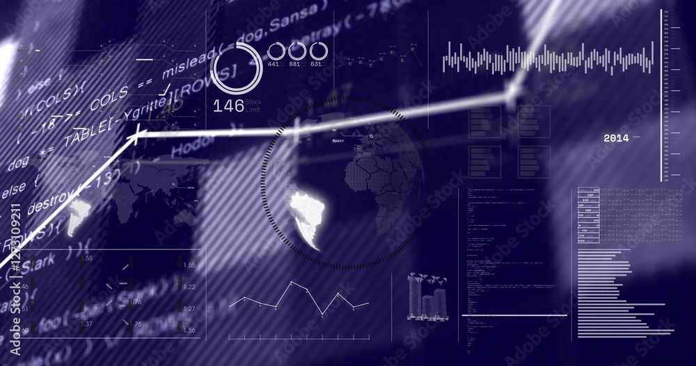 Aufkleber image of digital data processing over screen