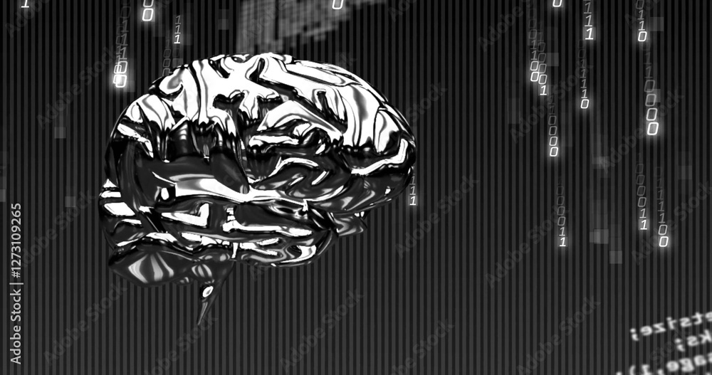 Aufkleber image of data processing over digital brain