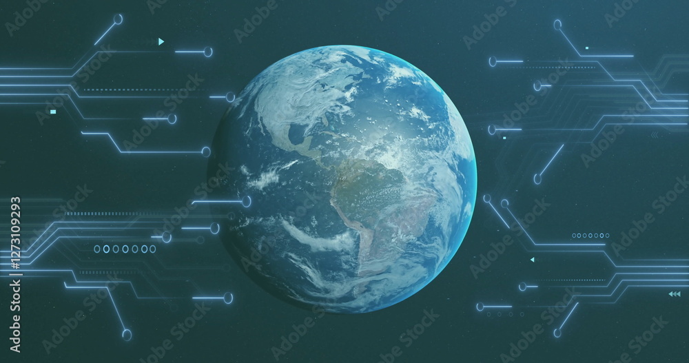 Poster digital data processing over rotating earth image