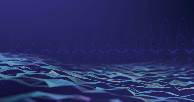 Image of blue shapes moving on blue background