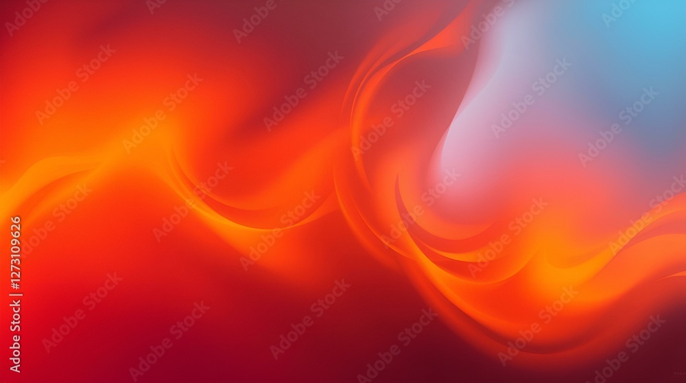 Poster abstract flowing waves of vibrant red and soft blue hues, creating a smooth and dynamic visual exper