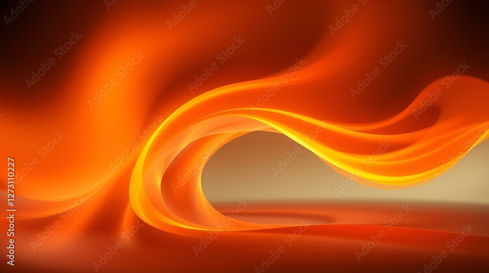 Aufkleber abstract flowing waves in warm orange hues, soft gradients creating a dynamic fluid composition