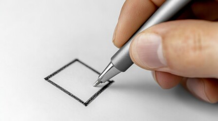 Close-Up Hand Writing Goals in a Blank Checkbox for Leadership