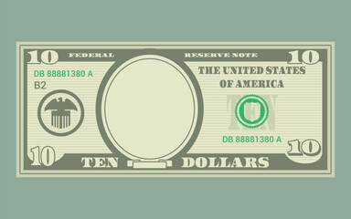 US Dollars 10 banknote - American dollar bill cash money isolated on background