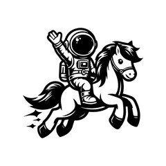 astronaut riding a pony logo design