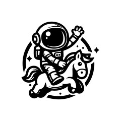 astronaut riding a pony logo design