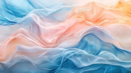 Fototapeta premium Abstract Pastel Swirls: A Dreamlike Tapestry of Blue and Peach Hues