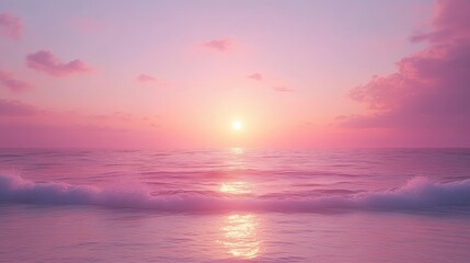 Obraz premium Pink Sunrise Ocean Sunset Landscape