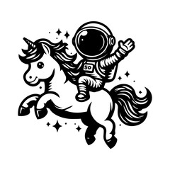 astronaut riding a pony logo design