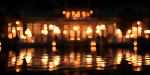 Fototapeta premium A blurred background of candles flickering softly in the distance