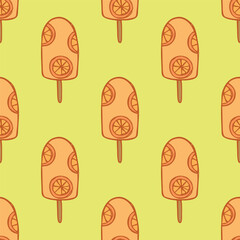 Seamless pattern with ice cream doodle for decorative print, wrapping paper, greeting cards, wallpaper and fabric