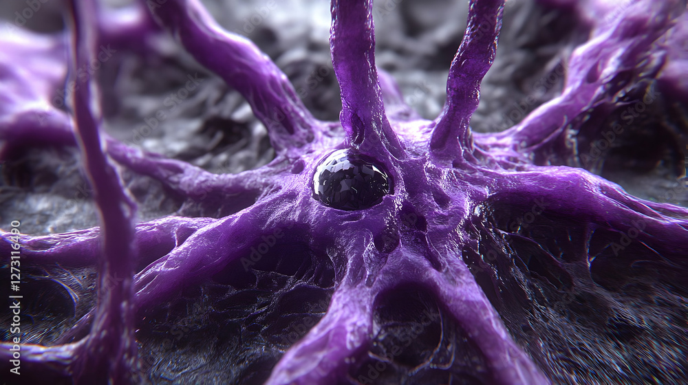 Poster detailed view of a nerve cell, its structure, and components. possible use educational material or s