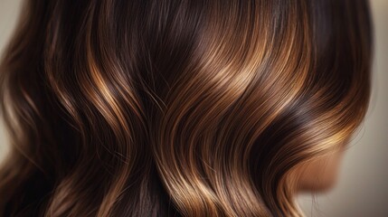 Fototapeta premium Gorgeous Wavy Brunette Hair with Subtle Caramel Highlights