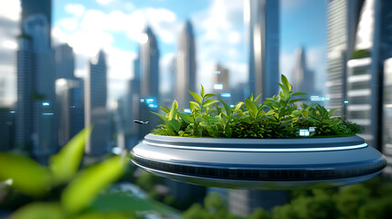 Futuristic green energy delivery systems in urban landscape high-tech environment aerial view sustainable innovation