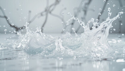 Dynamic water splash on marble surface, clarity and motion