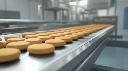 Automated Production Line of Golden Brown Cookies