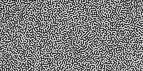 Turing reaction diffusion monochrome seamless pattern with chaotic motion .Linear design with biological shapes. Organic lines in memphis. abstract turing organic wallpaper background .	