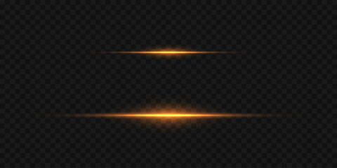 Set of glowing flares and sparks of light. Neon lines and flashes. On a transparent background.