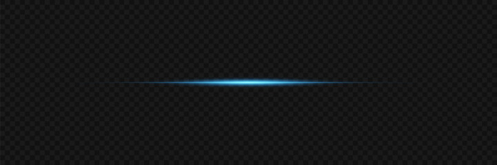 Horizontal light effect of flash. The glare of line and light. On a transparent background.