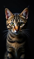 Obraz premium A captivating close-up of a curious cat with striking eyes, perfect for pet-related promotions, animal care services, or art projects.