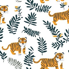Obraz premium Seamless Tiger Stripes Pattern Minimalist Design for Fashion Prints and Textiles