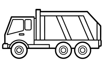 Trash Truck Line Drawing Illustration