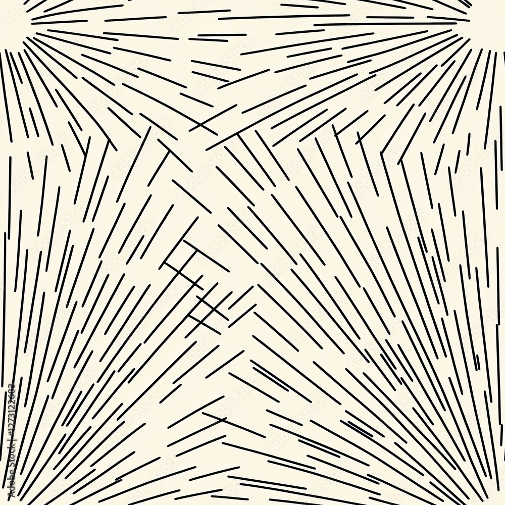 Poster precise evenly spaced lines seamless pattern minimalist sunburst design