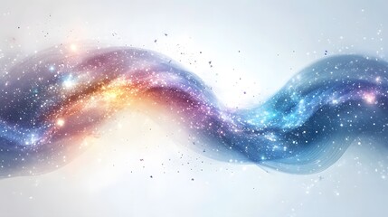 Obraz premium Futuristic Transparent Glass Stream with Cosmic Light Effects on White Background.