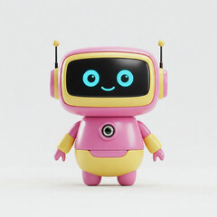 Fototapeta premium Cute Mini ai robot isolated on white background. little colorful robot on white background.