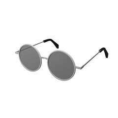 3d illustration sunglasses with round lenses on white background