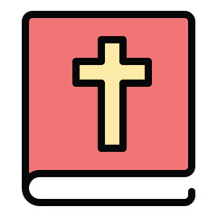Obraz premium Bible Icon Sacred Scripture in Flat Line Color Style