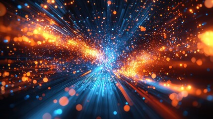 Naklejka premium Abstract digital cosmic explosion in space