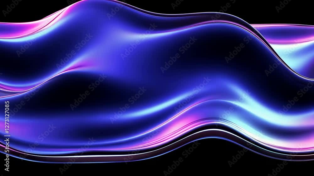 Aufkleber vibrant abstract wave pattern in shades of blue and purple with glossy finish against black backgrou