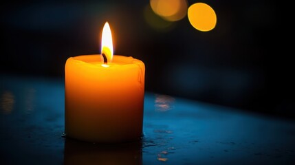 Warm candlelight creating soft ambiance in dark evening setting.