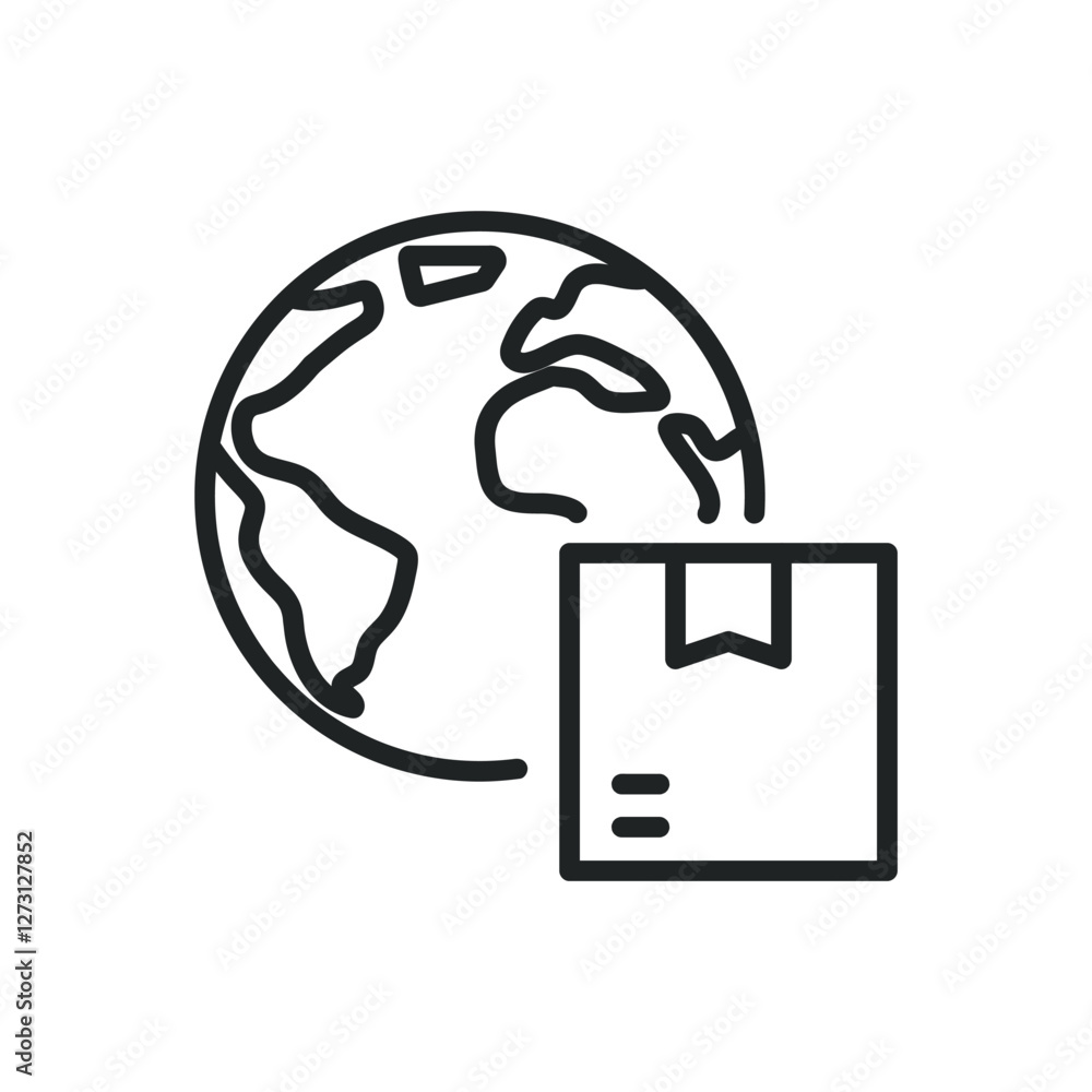 Poster global delivery thin line icons. editable stroke and perfect pixel on transparent background
