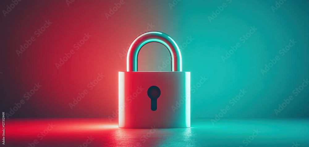 Aufkleber glowing padlock symbolizing secure access and encryption in vibrant setting