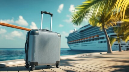 Sleek Gray Suitcase Handle Gleaming Under Bright Sunlight by the Sea