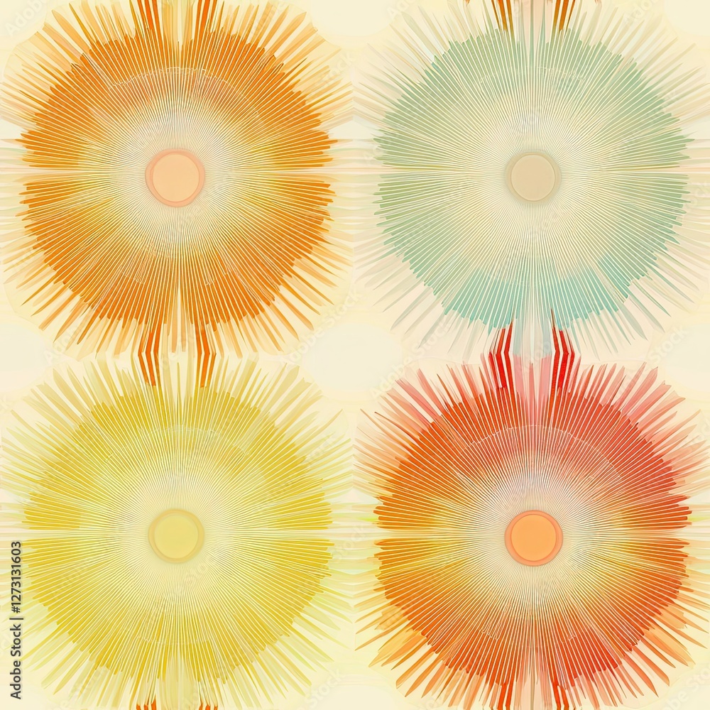 Aufkleber seamless pattern overlapping sunburst design with translucent layers