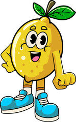 Happy Lemon Tropical Summer Vibes Cartoon Character in Retro Vintage Style