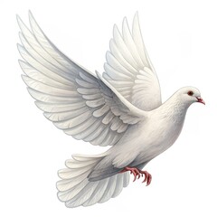 Fototapeta premium White Dove in Flight Watercolor Illustration, Peace Symbol, Bird Art, Wings, Digital Painting Dove, Peace