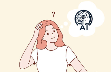 Woman Pondering Artificial Intelligence Concepts And Implications
