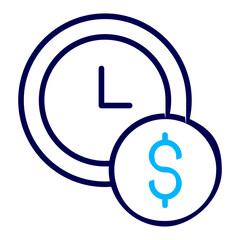 Clock Dollar Outline Color icon