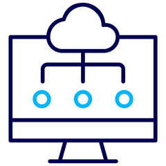 Computer Cloud Outline Color icon