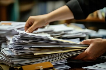 Fototapeta premium A team of lawyers reviews legal documents related to layoffs and mergers during corporate restructuring