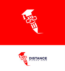 Smart Pencil Education Logo Distance Learning, Graduation Cap, Glasses