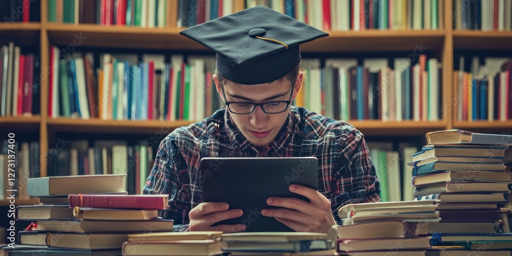 Aufkleber a college student saving money using e-books and virtual resources instead of textbooks â€“ reduced 