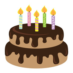Birthday cake vector cartoon illustration