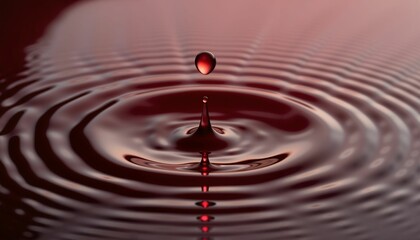 Red wine drop creating ripples in chalice, celebration of Maundy Thursday