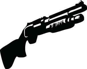 Vector illustration black and white with a shotgun isolated on white background